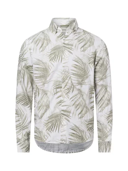 Tom Tailor Denim koszula casual z zawartością lnu Mężczyźni Comfort Fit wzorzysty M zielony