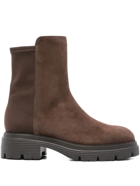 Botine Stuart Weitzman din piele de căprioară cu platformă maro
