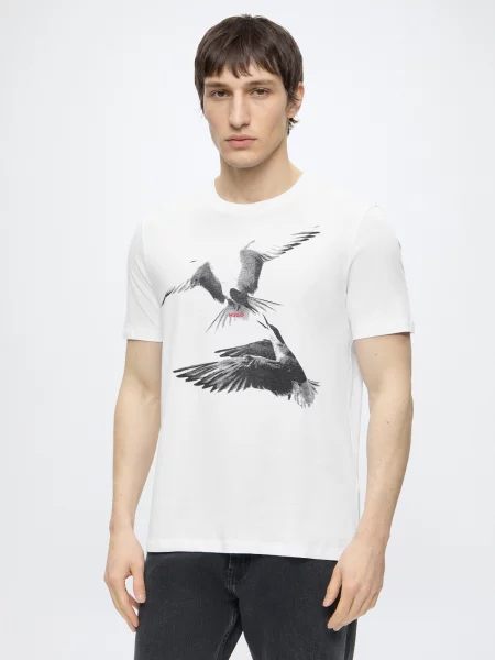 HUGO Tricou Dirunn negru alb