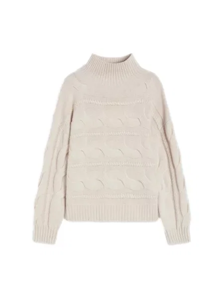 Sweter Max Mara Studio z kaszmiru z wysokim kołnierzem beżowy