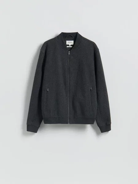 Шерстяной бомбер Reserved серый