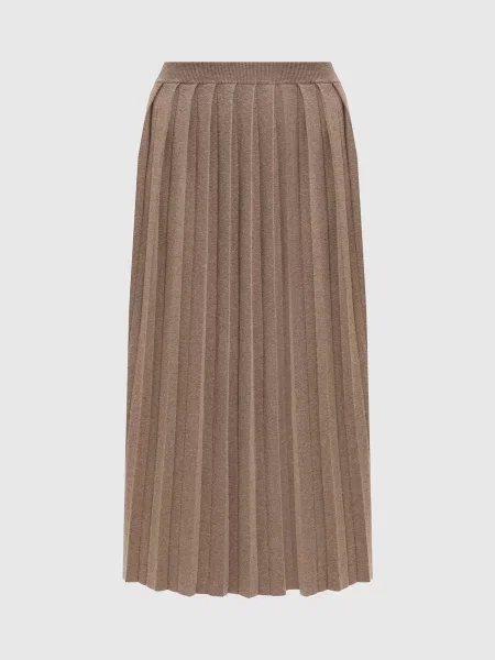 Спідниця-плісе Minda з кашеміром Lisa Yang коричнева