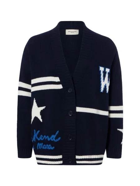 Weekend Max Mara sweter z czystej wełny Kobiety wełna ze strzyży niebieski S beżowy