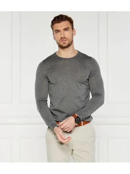 BOSS BLACK de lână pulover leno-p negru