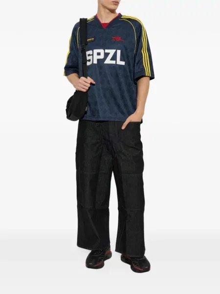 Pantaloni Adidas tricotate alergare cu dungi roșu