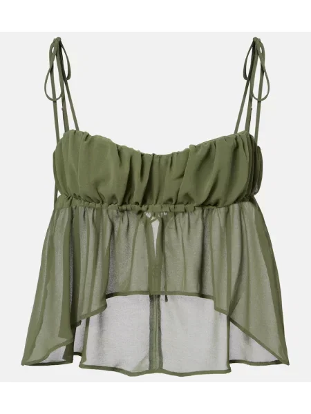 Top Bananhot cu volane asimetric verde