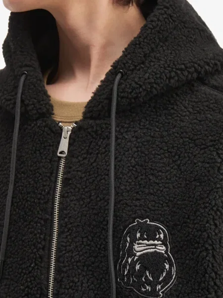 Geacă Fingercroxx cu broderie din fleece cu glugă negru