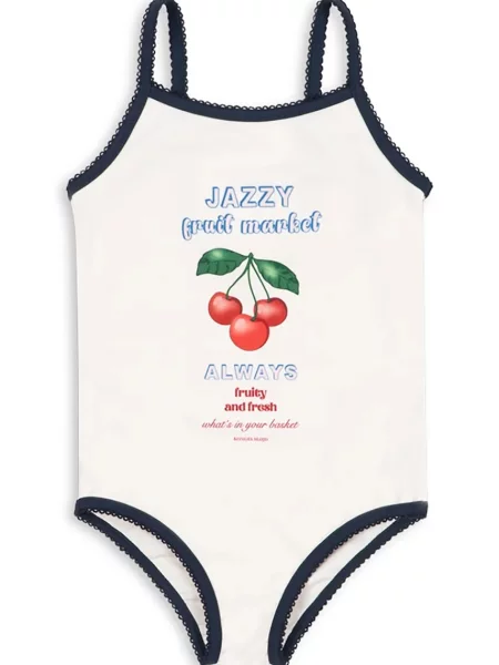 Konges Sløjd Jednodílné dětské plavky VILJA SWIMSUIT GRS bílé