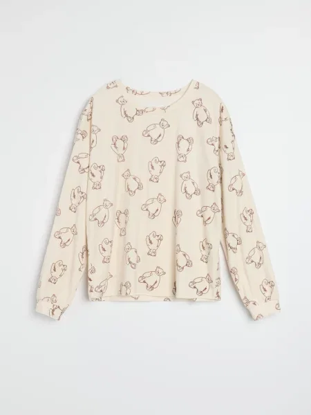 Двохчастинна велюрова піжама кремовий