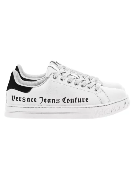 Sneakersy Versace Jeans Couture skórzane z nadrukiem białe