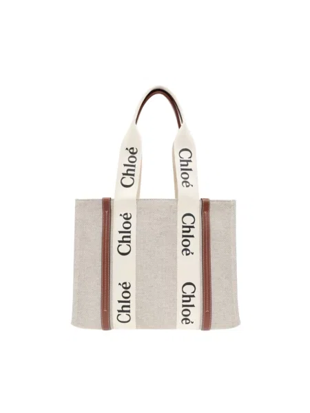 Shopperka Chloã© skórzana biznesowa beżowa