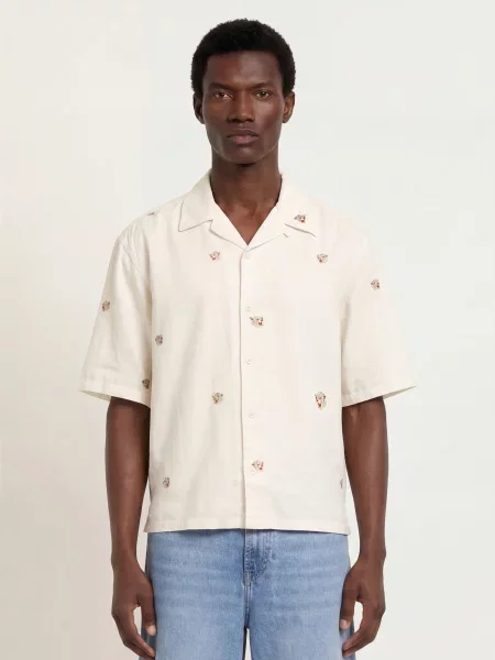 Allsaints Letní Košile Feline V Oversize Střihu Z Lnu režná červená šedá