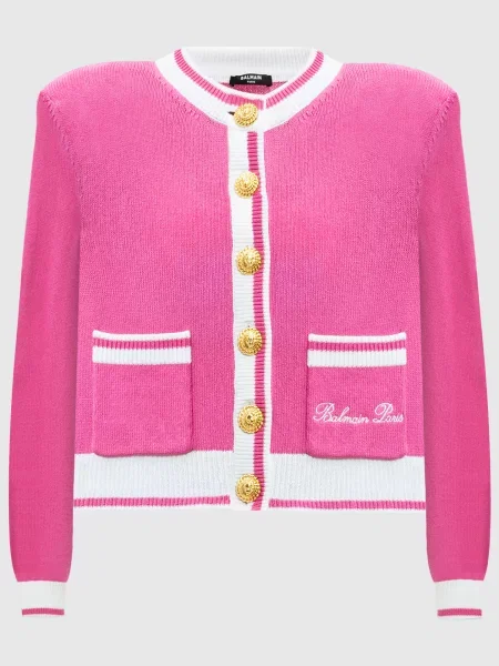 Кардиган з вишивкою логотипа Balmain рожевий
