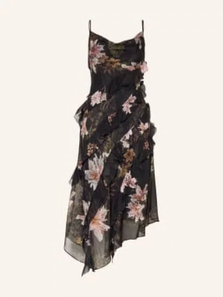 Allsaints Šaty S Volánky / světle růžová / růžová černá