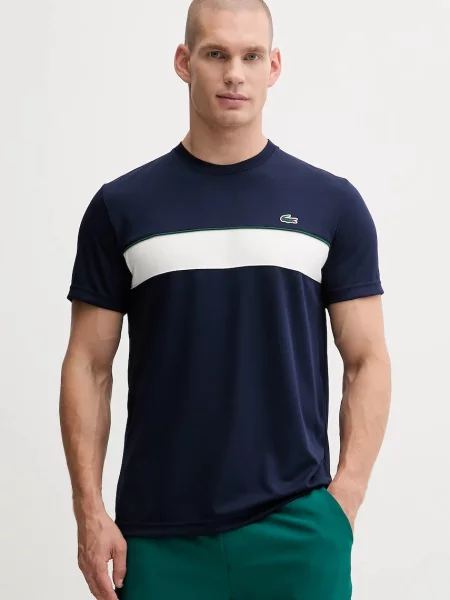 Тениска Lacoste с десен тъмносиньо
