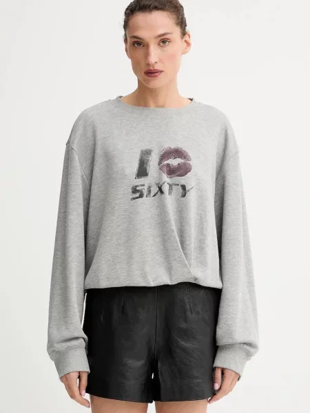 Miss Sixty bluza z domieszką wełny z nadrukiem szary