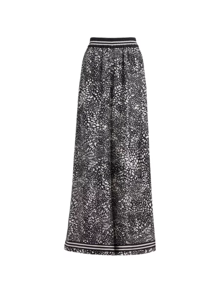 Pantaloni Elie Saab de mătase cu buline cu imagine negru