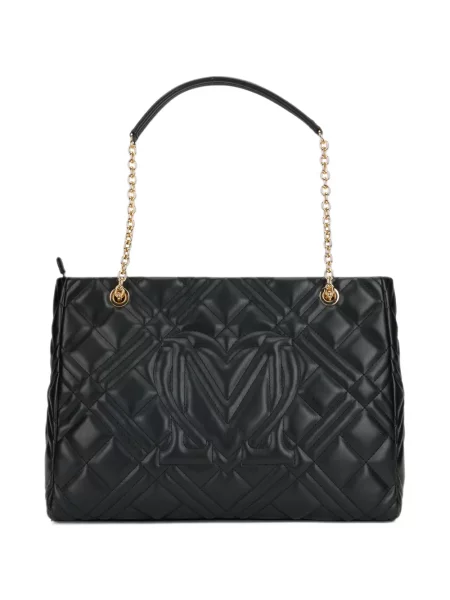 Prošiven shopper torbica Love Moschino s autogramom crna