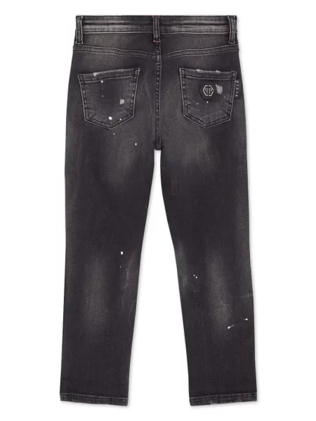 Jeansy straight leg dziecięce Philipp Plein czarne