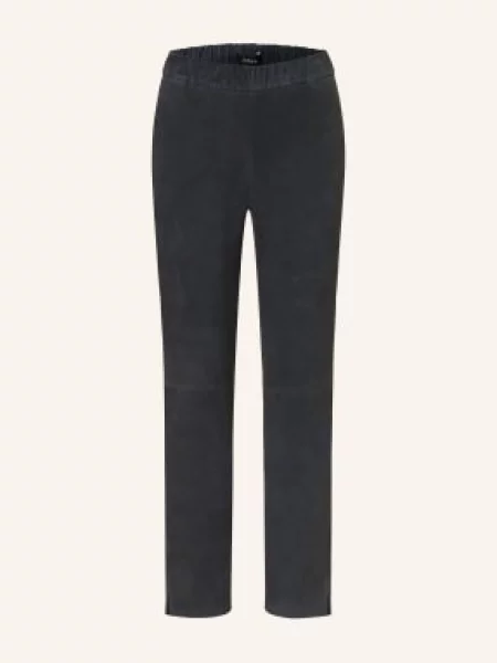 Arma Skórzane Spodnie Kamilla blau granatowe