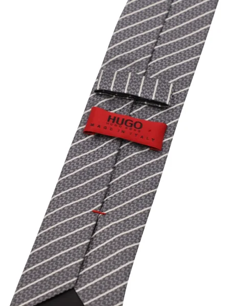 Μεταξωτή ριγέ γραβάτα Hugo γραβάτες γκρι