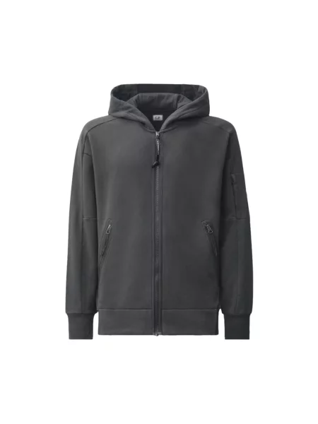 Lniana bluza z kapturem C.p. Company z kapturem szara
