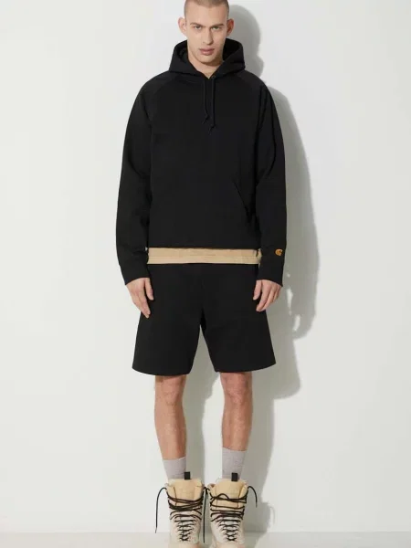 Кофта Carhartt WIP Hooded Chase Sweat з капюшоном однотонна чорний