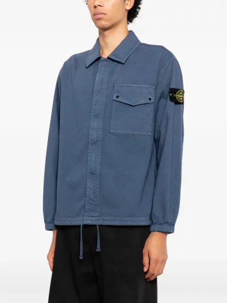 Cămașă Stone Island cu model herringbone cu strasuri albastru