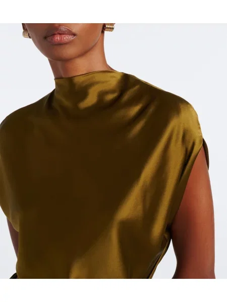 Top The Sei din satin drapat verde