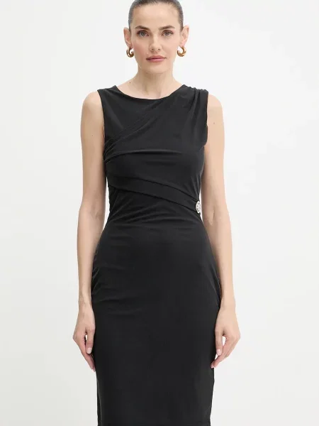 Guess sukienka PRISCA midi dopasowana czarny