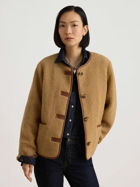 LAUREN RALPH LAUREN Din fleece geacă Teddy bej