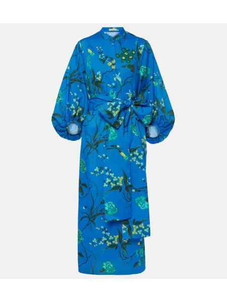 Rochie midi Erdem cu model floral până la genunchi de costum albastru