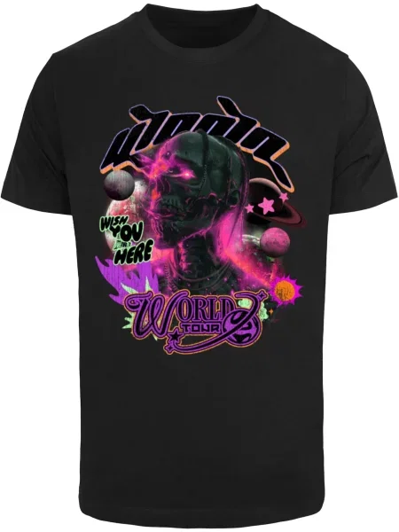 Mister Tee Póló Wish You Were Here menta / lila / rózsaszín fekete