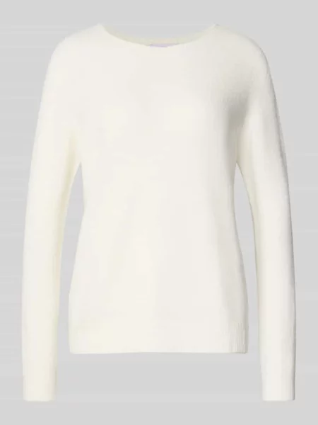 Sweter z dzianiny z prążkowanymi wykończeniami Rich & Royal biały