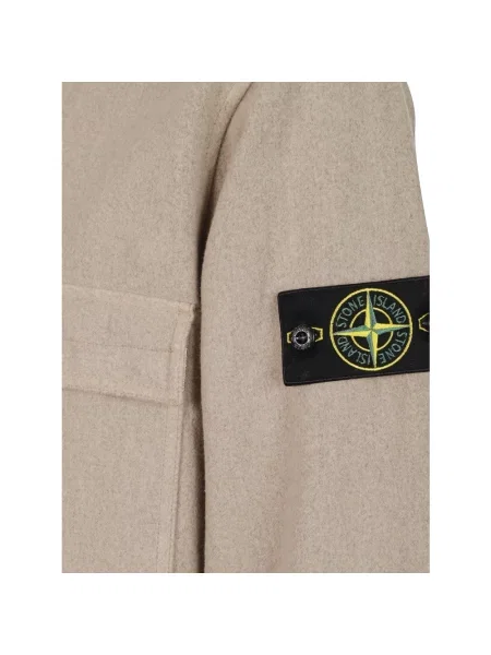 Kurtka koszulowa Stone Island wełniana z kamieniami brązowa