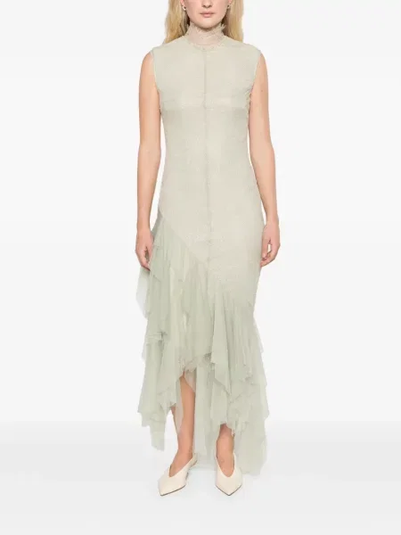 Rochie midi De La Vali din dantelă cu strasuri bej