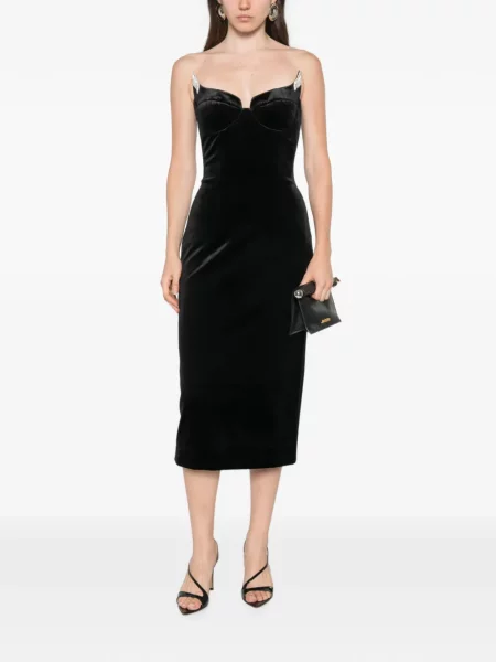 Rochie midi Adamaris fără bretele negru
