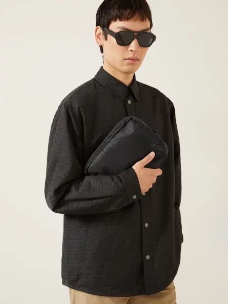 Fendi Toaletní Taška Medium Ff Light / stříbrná černá