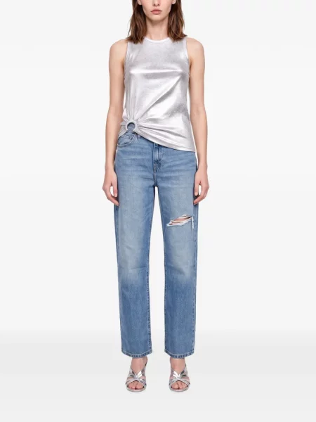 Decupat blugi drepți Levi's® zdrențuiți conici albastru