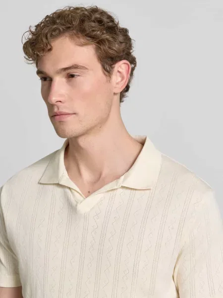 Koszulka polo w kroju regular fit z dzianiny żakardowej Lindbergh biała