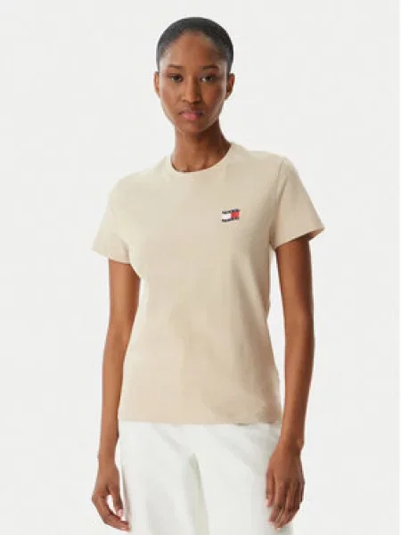 Tommy Jeans Marškinėliai Wavy Flag Šviesiai smėlinė