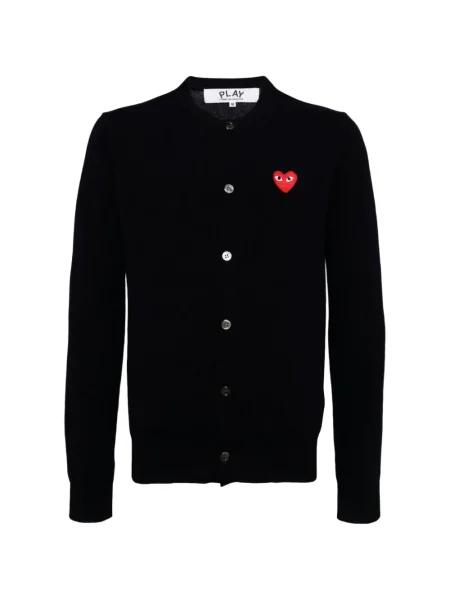Cardigan Comme Des Garçons cu motiv cu inimi cu autograf negru