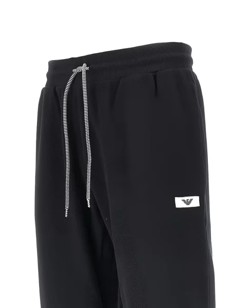 Pantaloni Ea7 Emporio Armani alergare cu autograf cu cordon negru