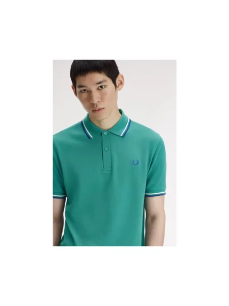 T-shirt FRED PERRY Twin Tipped Fred Perry Shirt Deep Mint/ Snow White/ Soho Eclipse S zielona