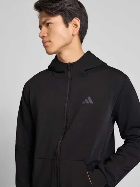 Bluza rozpinana o kroju regular fit z nadrukiem z logo model ‘Full’ Adidas Training czarna