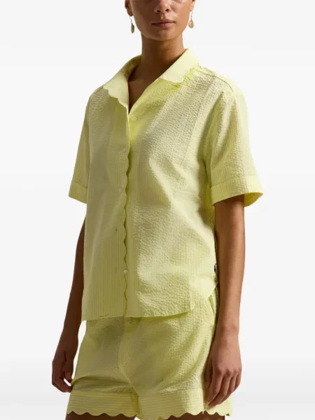 Koszulka polo Polo Ralph Lauren zamszowa na sprzączkę w paski niebieska