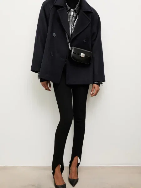 Answear.LAB płaszcz wełniany granatowy