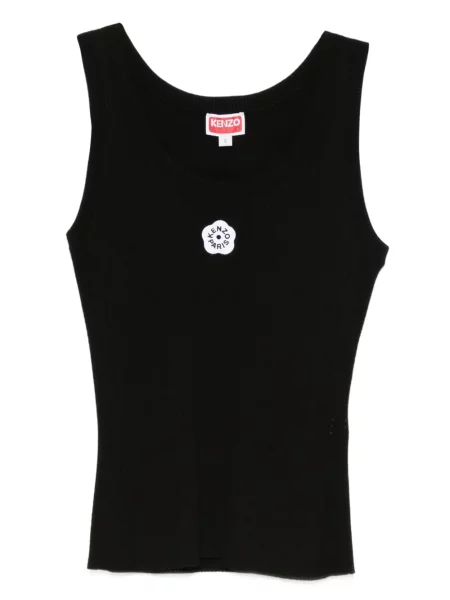 Top Kenzo cu broderie cu model floral negru