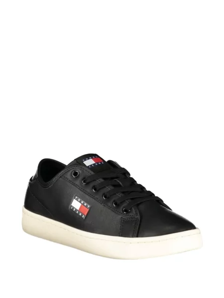 Кожени маратонки Tommy Hilfiger с автограф черно