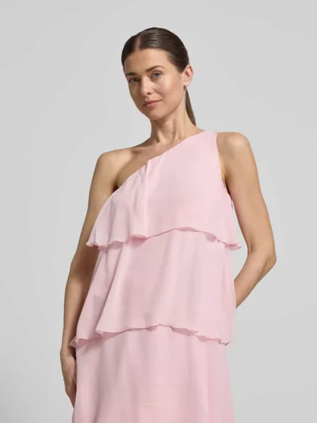 Rozkloszowana sukienka maxi z falbankowym detalem model FELICIA' Vero Moda różowa